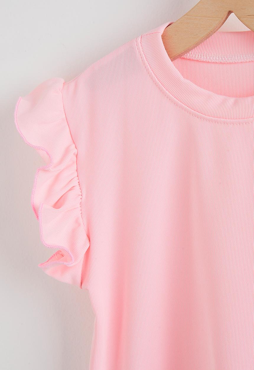 Pop Candy - Rib ruffled tee and shorts - pink