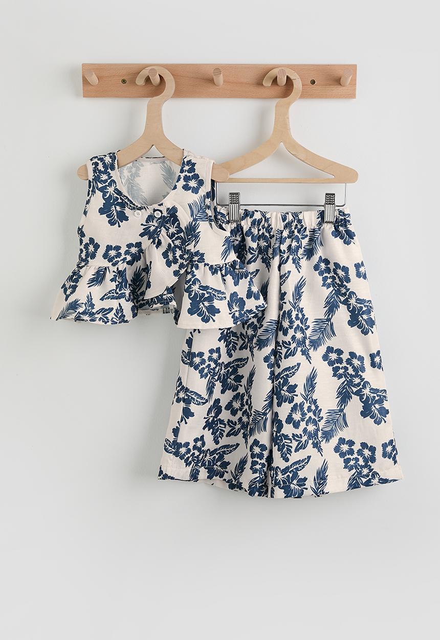 Pop Candy - Peplum top with wide leg pants - off white/floral aop