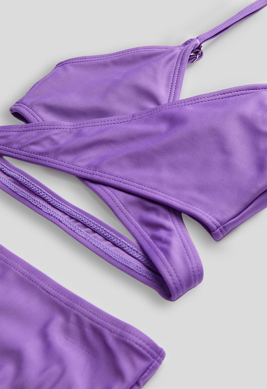 Pop Candy - Bikini and ruched skirt set - purple/aop