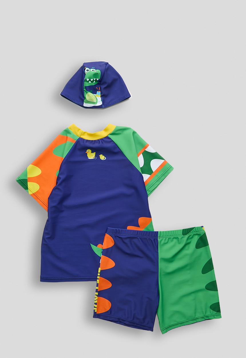 Pop Candy - Rash vest and board shorts and swim cap -  navy/multi
