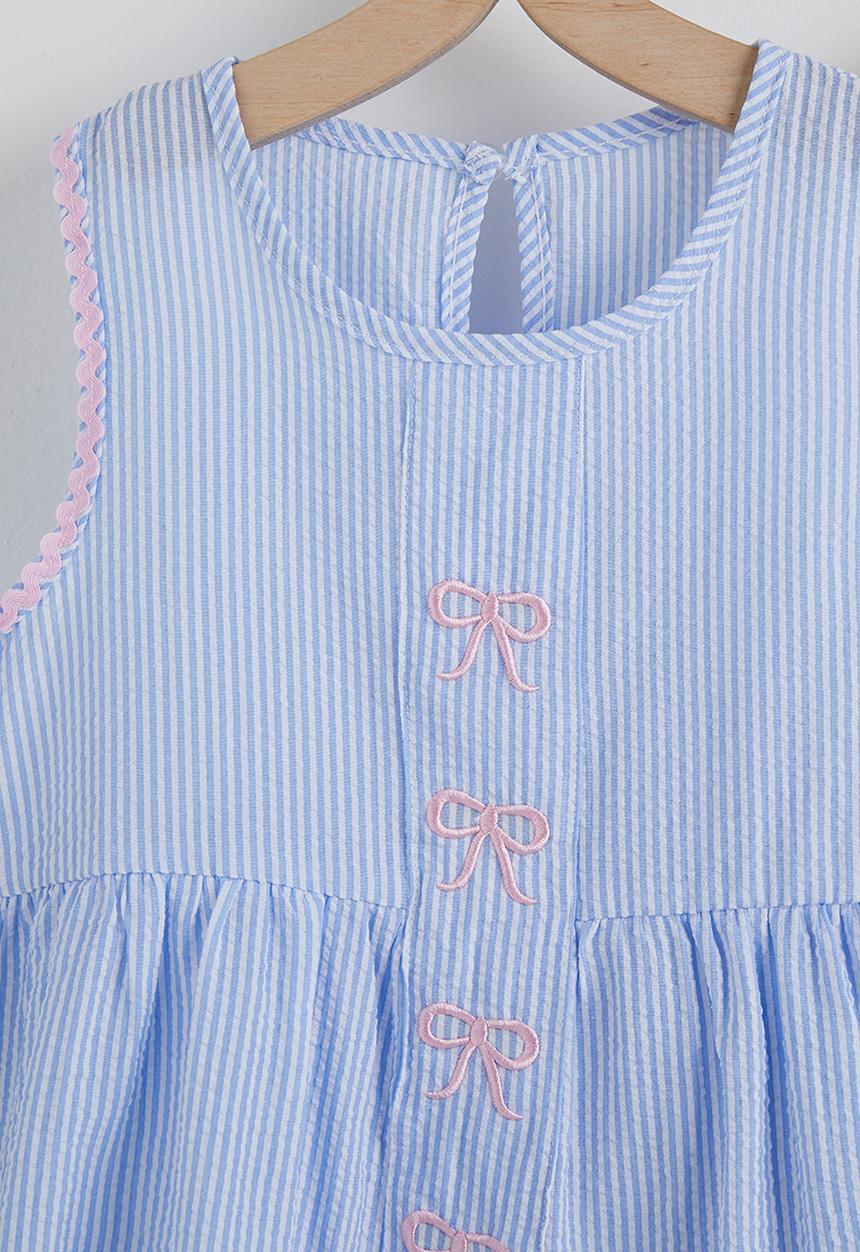 Pop Candy - Peplum top and wide leg pants - light blue stripe