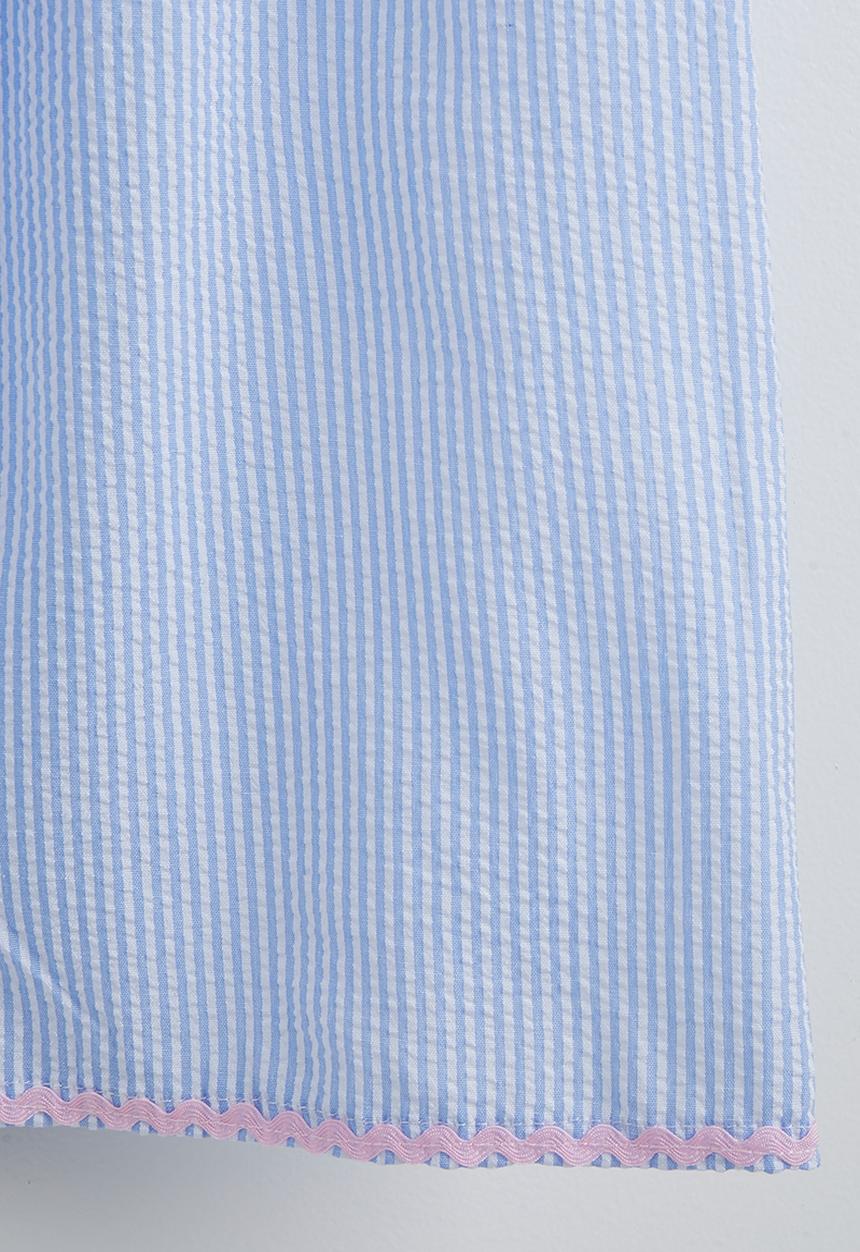 Pop Candy - Peplum top and wide leg pants - light blue stripe