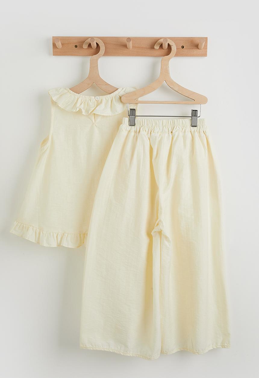 Pop Candy - Pierrot collar top with pants - butter cream