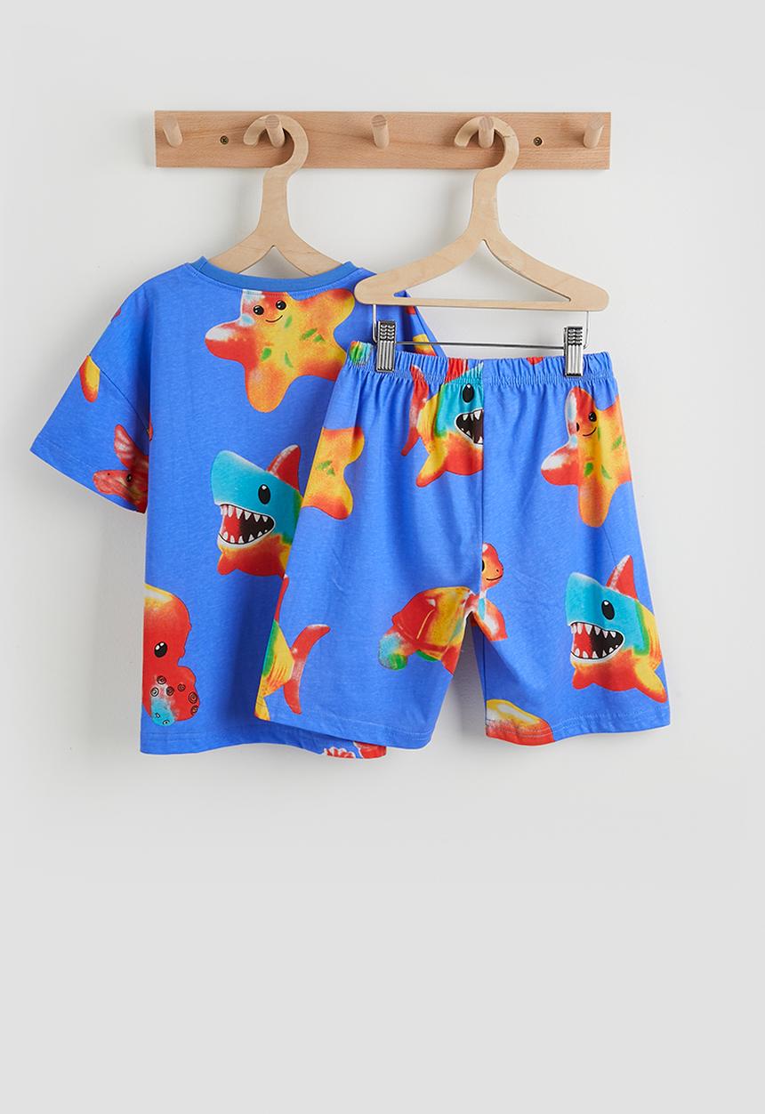 Pop Candy - Sea life graphic tee & shorts - blue