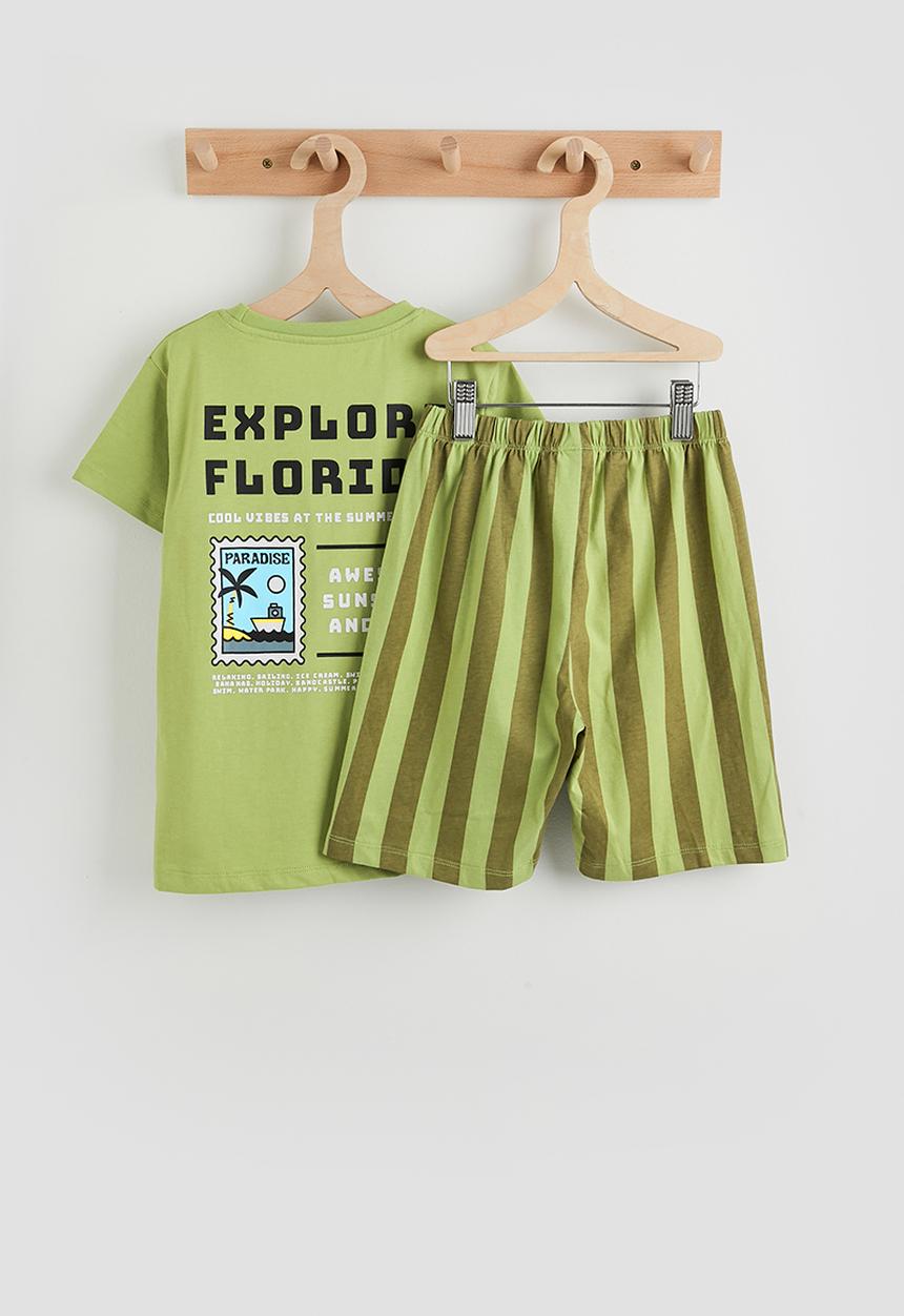 Pop Candy - Slogan tee and shorts - chartreuse