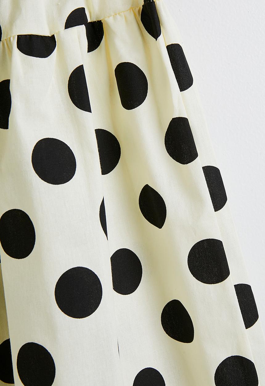 Pop Candy - Polka dot blouse with wide leg pants - cream & black
