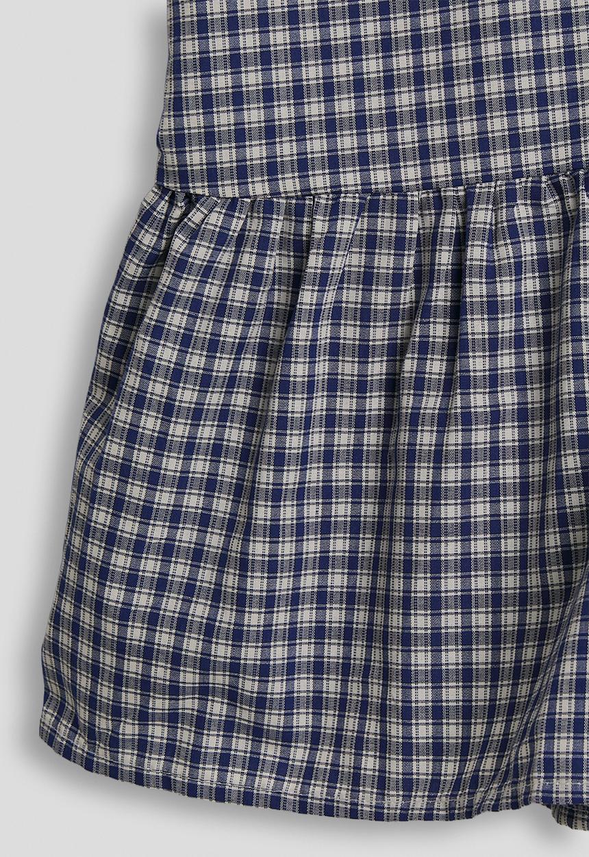 Pop Candy - Check shirt dress with frilled hem - navy