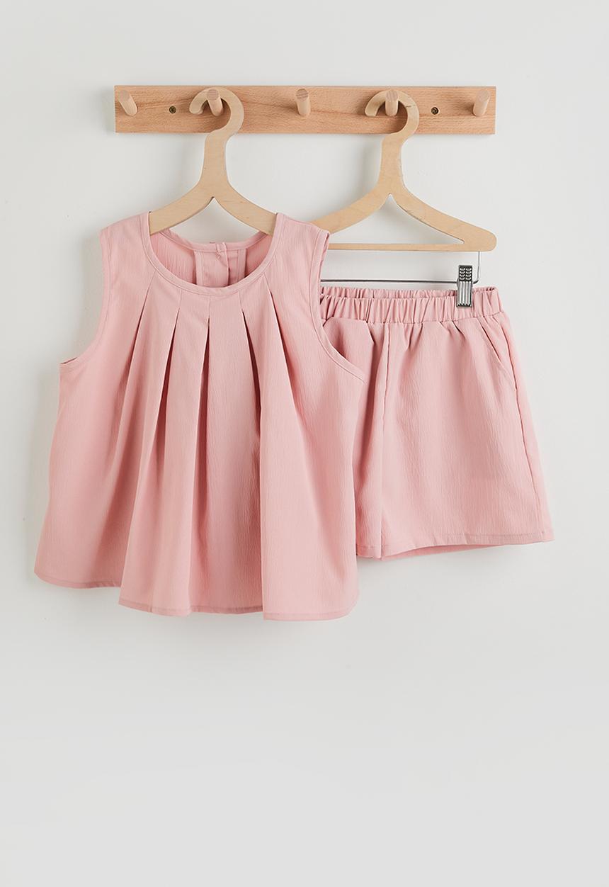 Pop Candy - Pleated blouse & shorts - pink