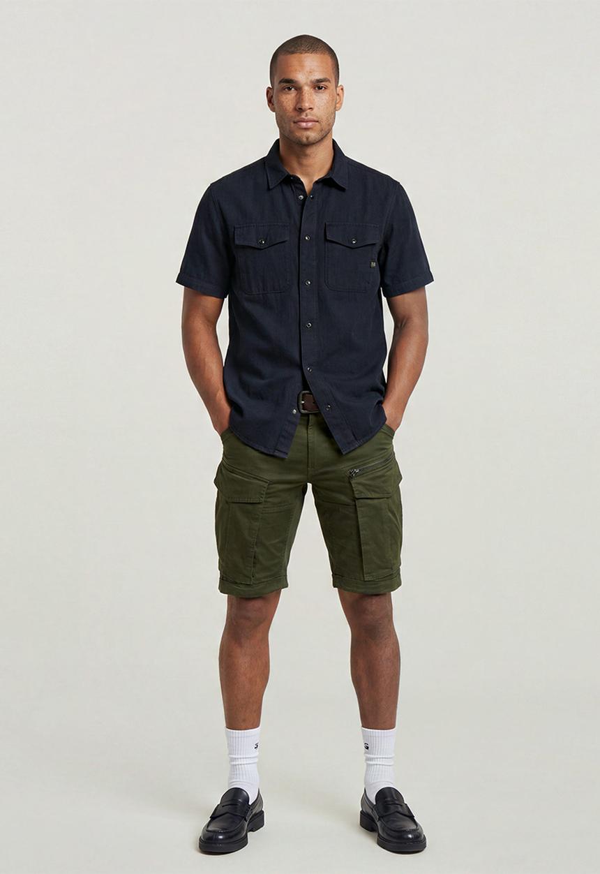 G-STAR - Rovic Zip Regular Short - Dk Bronze Green