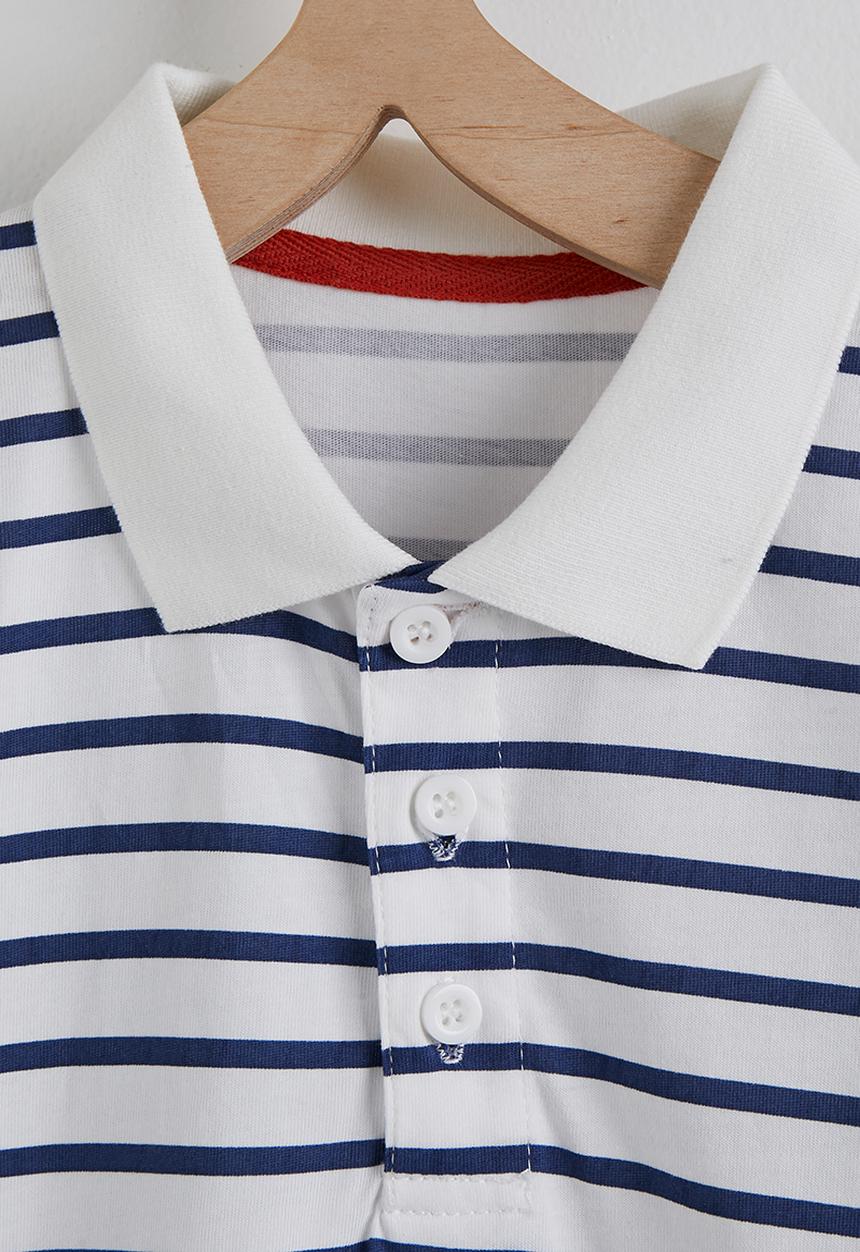 Pop Candy - Polo shirt & sweatshorts - blue stripe / grey