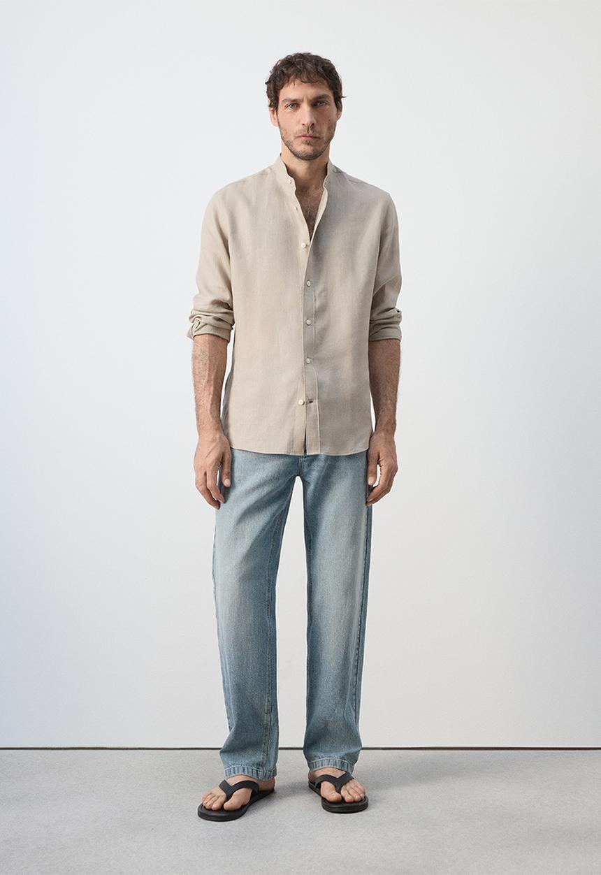 MANGO - Chennai Regular-Fit 100% Linen Shirt - Sand
