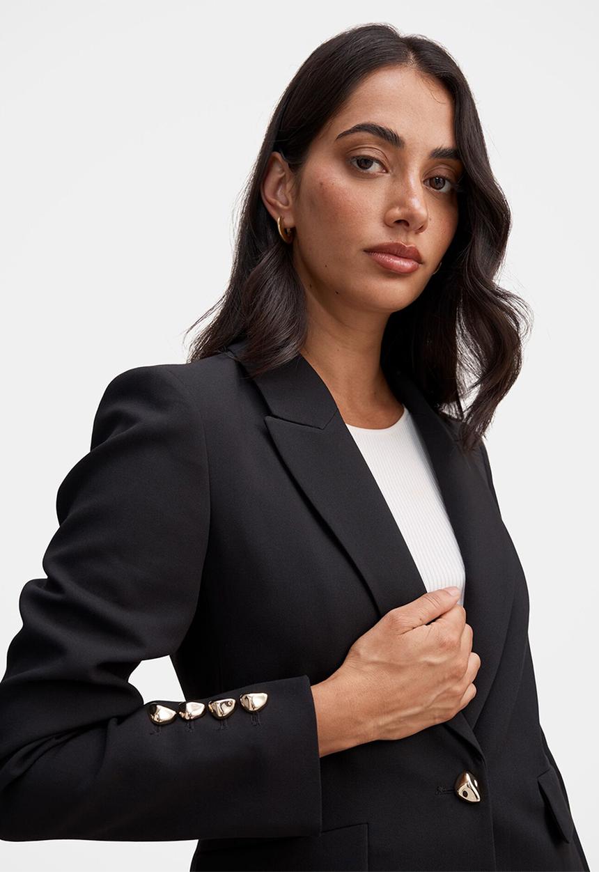 Forever New - Trixie gold button blazer in black