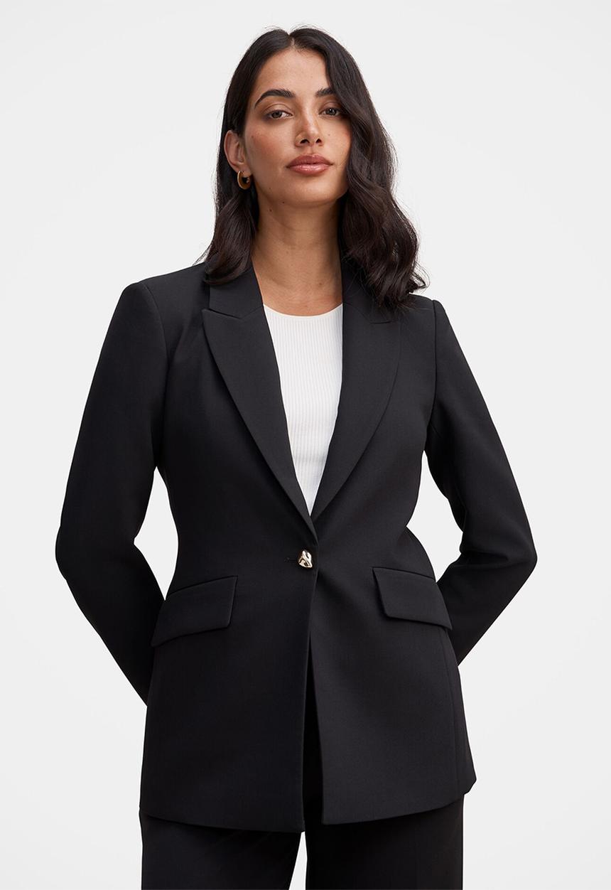 Forever New - Trixie gold button blazer in black