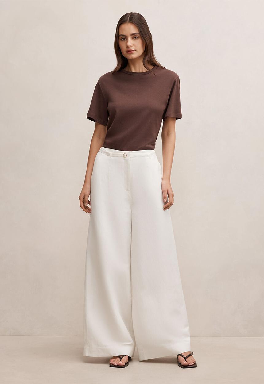 Forever New - Matilda linen blend wide leg pants in porcelain