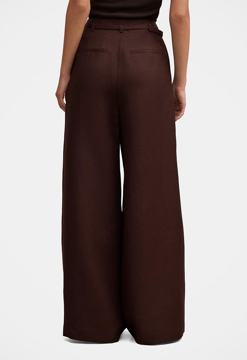 Forever New - Matilda linen blend wide leg pants in chocolate freckle