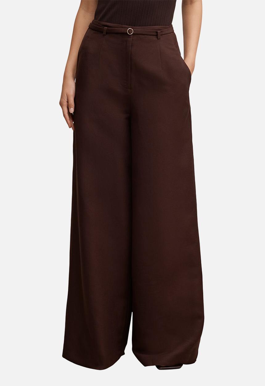 Forever New - Matilda linen blend wide leg pants in chocolate freckle