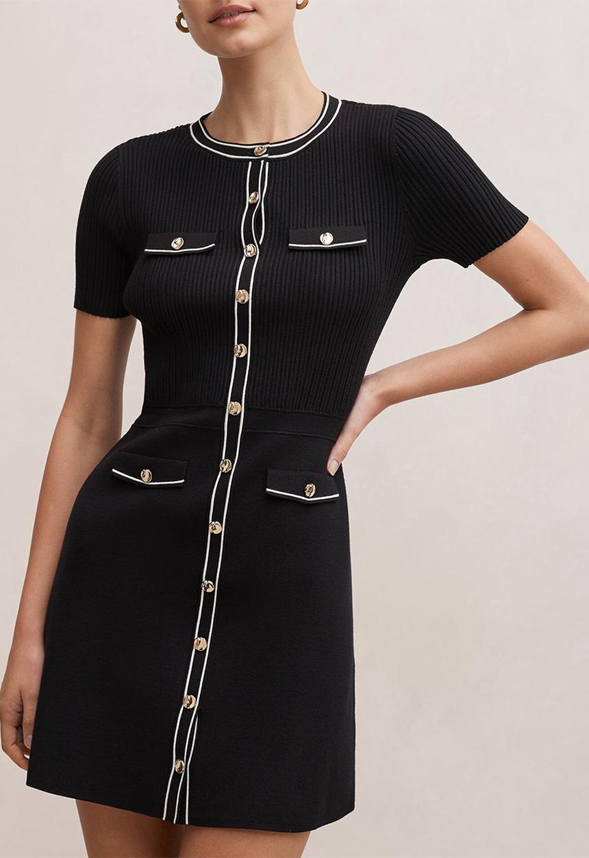 Forever New - Isobella tipped knit mini dress in mono