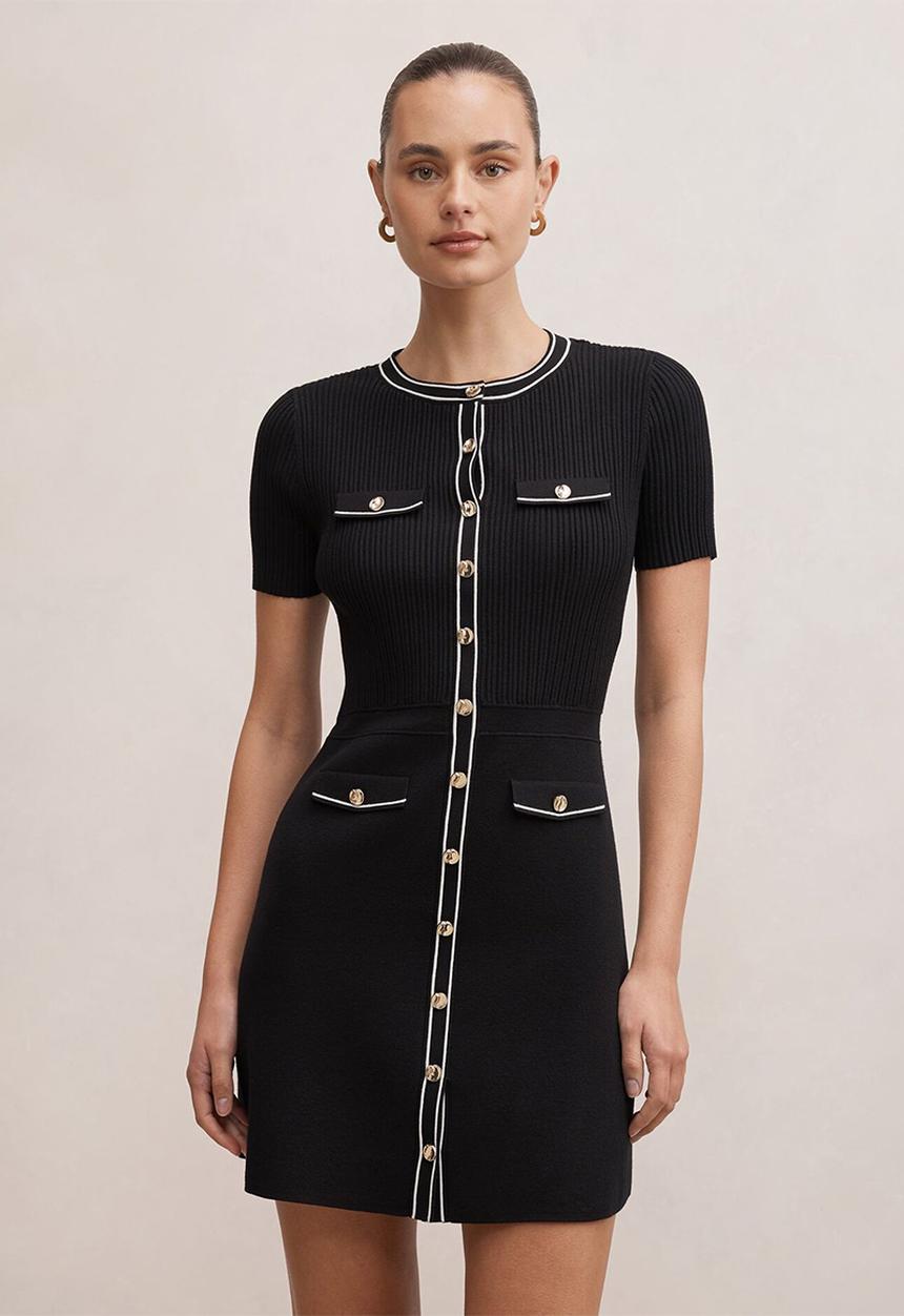 Forever New - Isobella tipped knit mini dress in mono