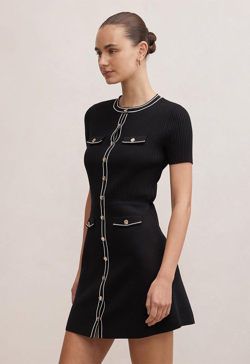 Forever New - Isobella tipped knit mini dress in mono