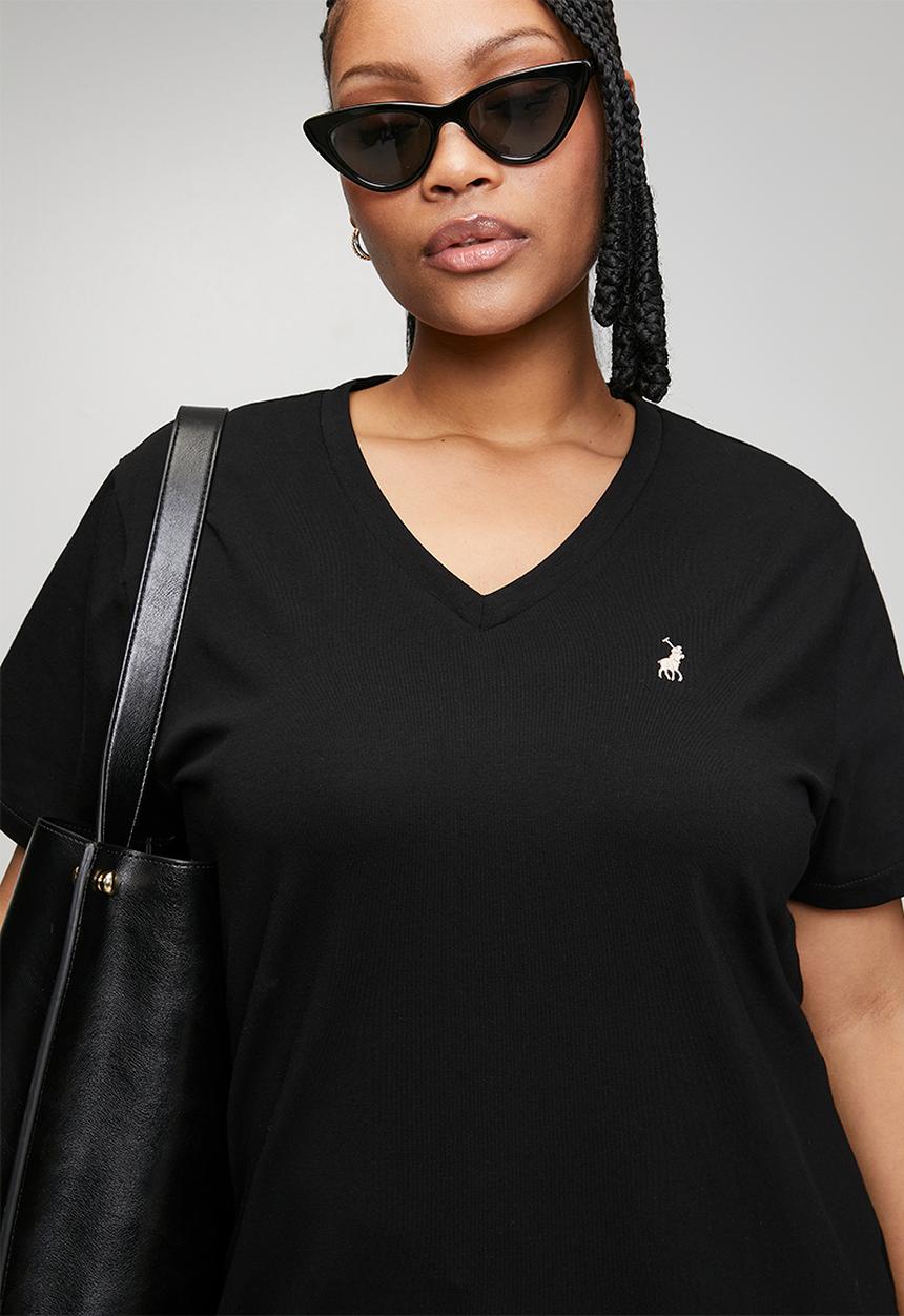 POLO - Wmn kelly short sleeve v neck t-shirt - black