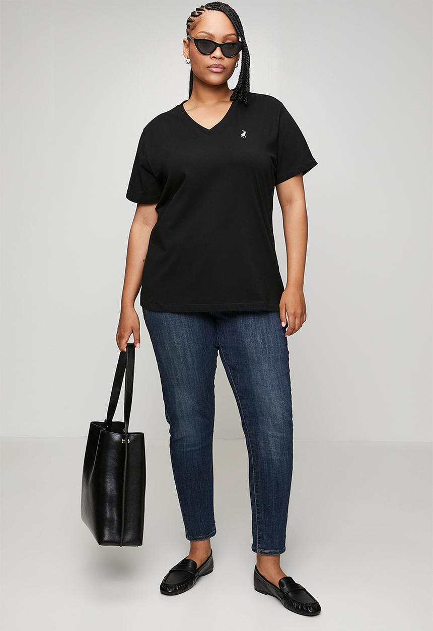 POLO - Wmn kelly short sleeve v neck t-shirt - black