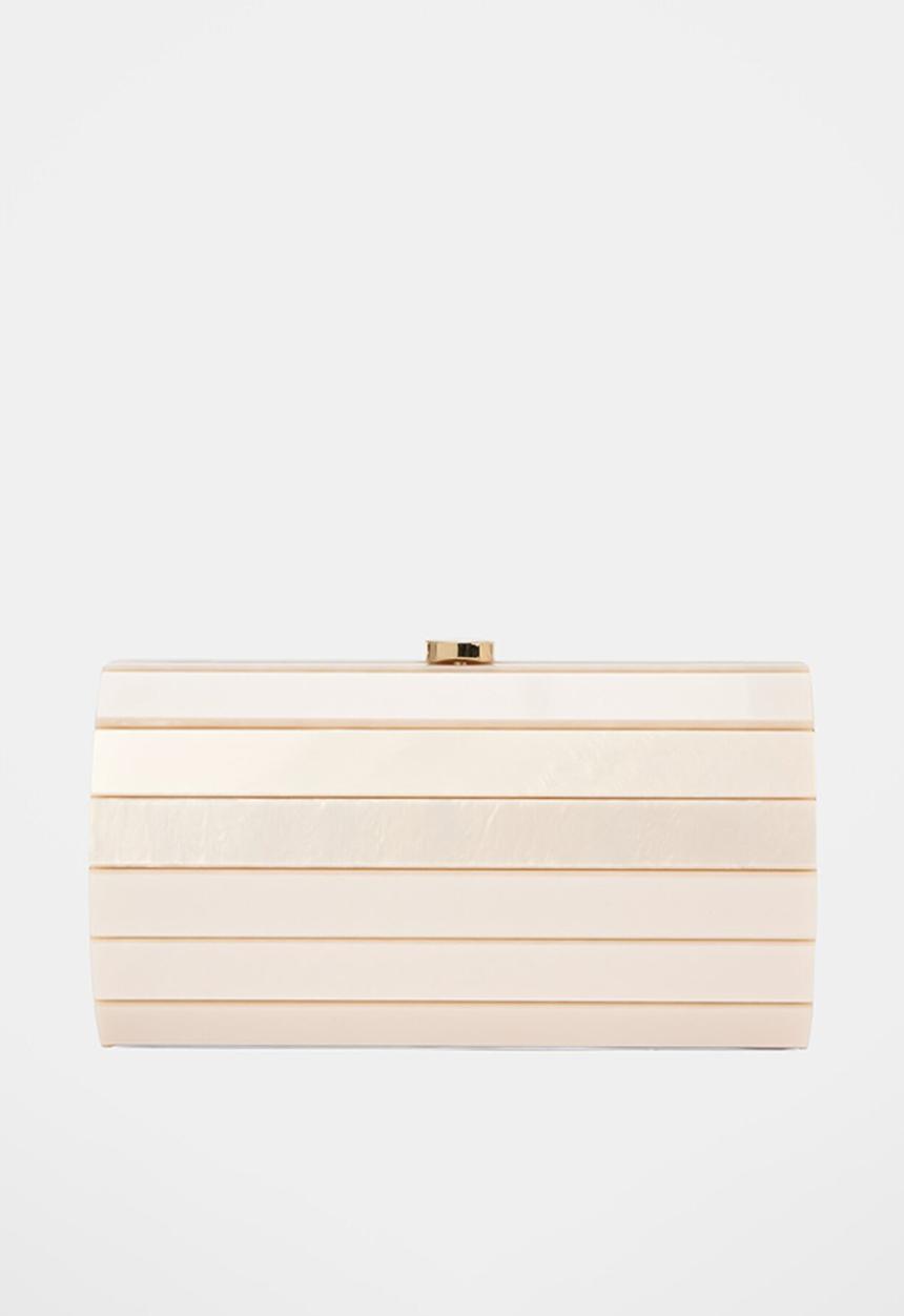 Forever New - Abbey acrylic rectangular clutch in pearl