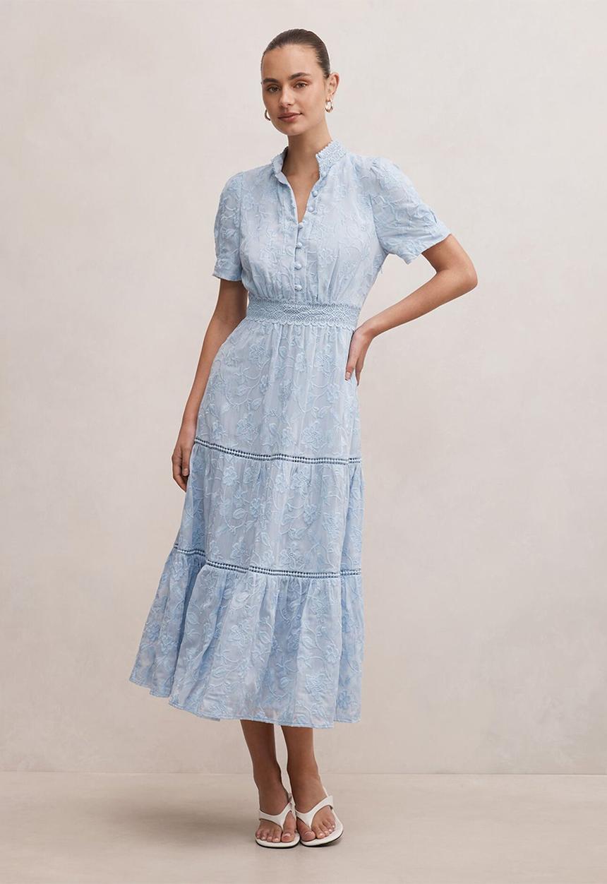 Forever New - Athena short sleeve midi dress in soft blue