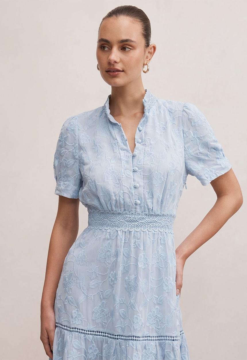Forever New - Athena short sleeve midi dress in soft blue