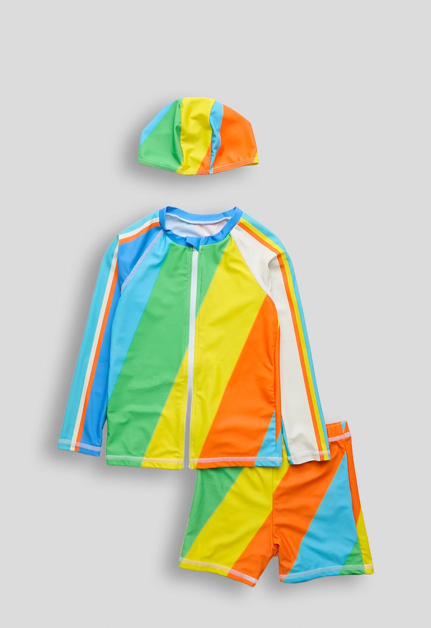 Pop Candy - Rash vest & board shorts & swim cap -  multi
