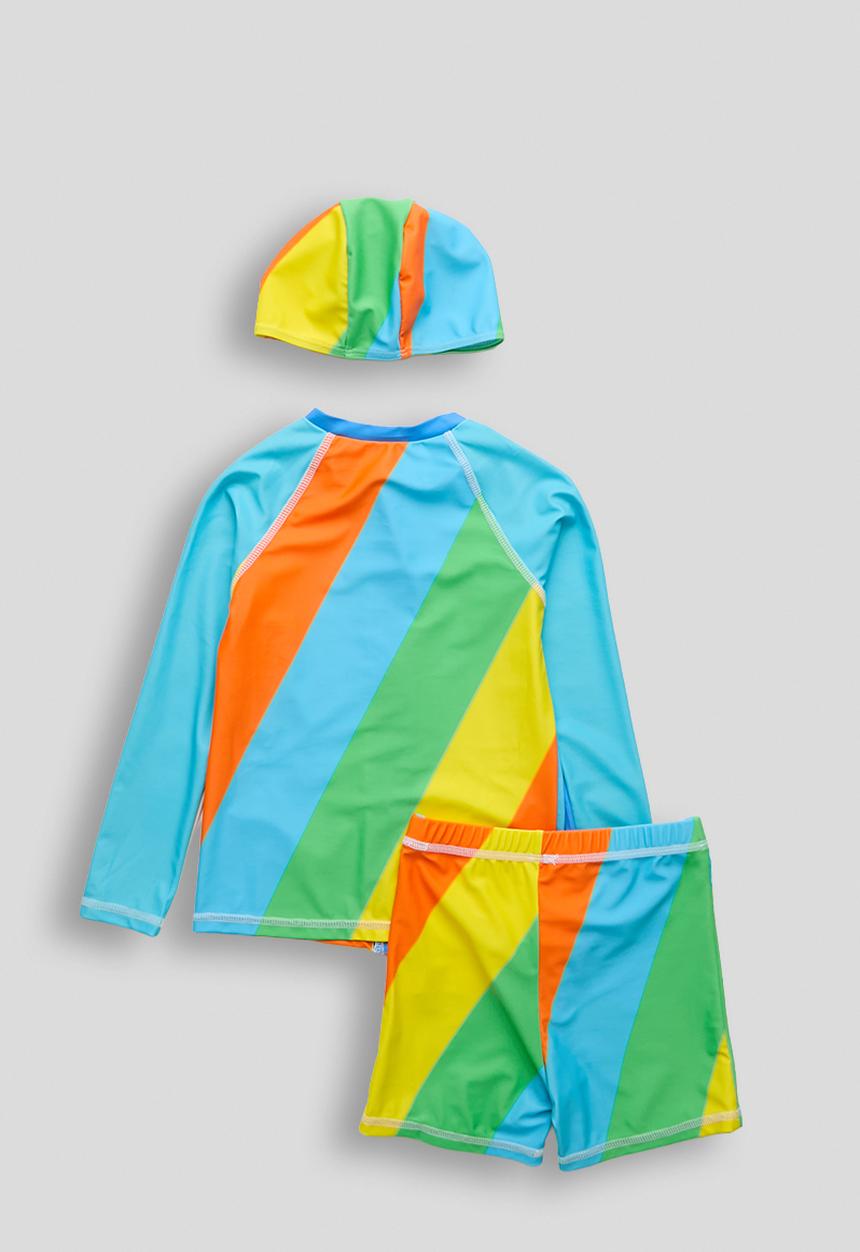 Pop Candy - Rash vest & board shorts & swim cap -  multi