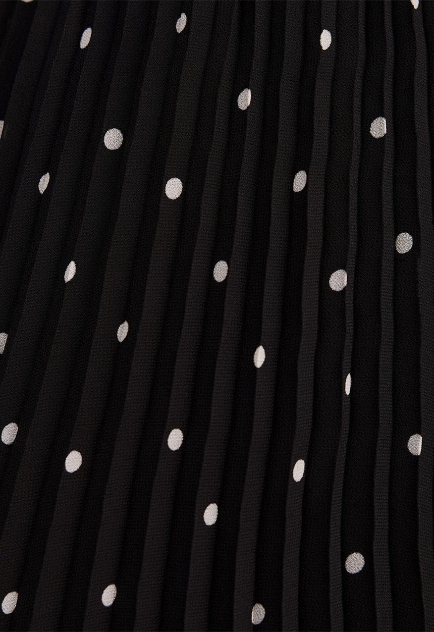 Forever New - Clara pleated lace trim midi dress in dark risley spot