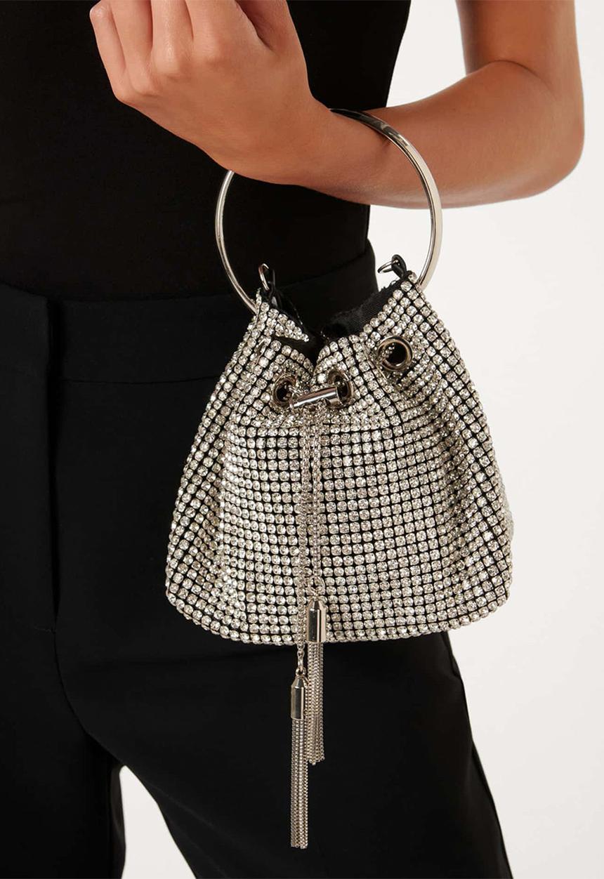 Forever New - Skylah sparkle metal handle bag in silver