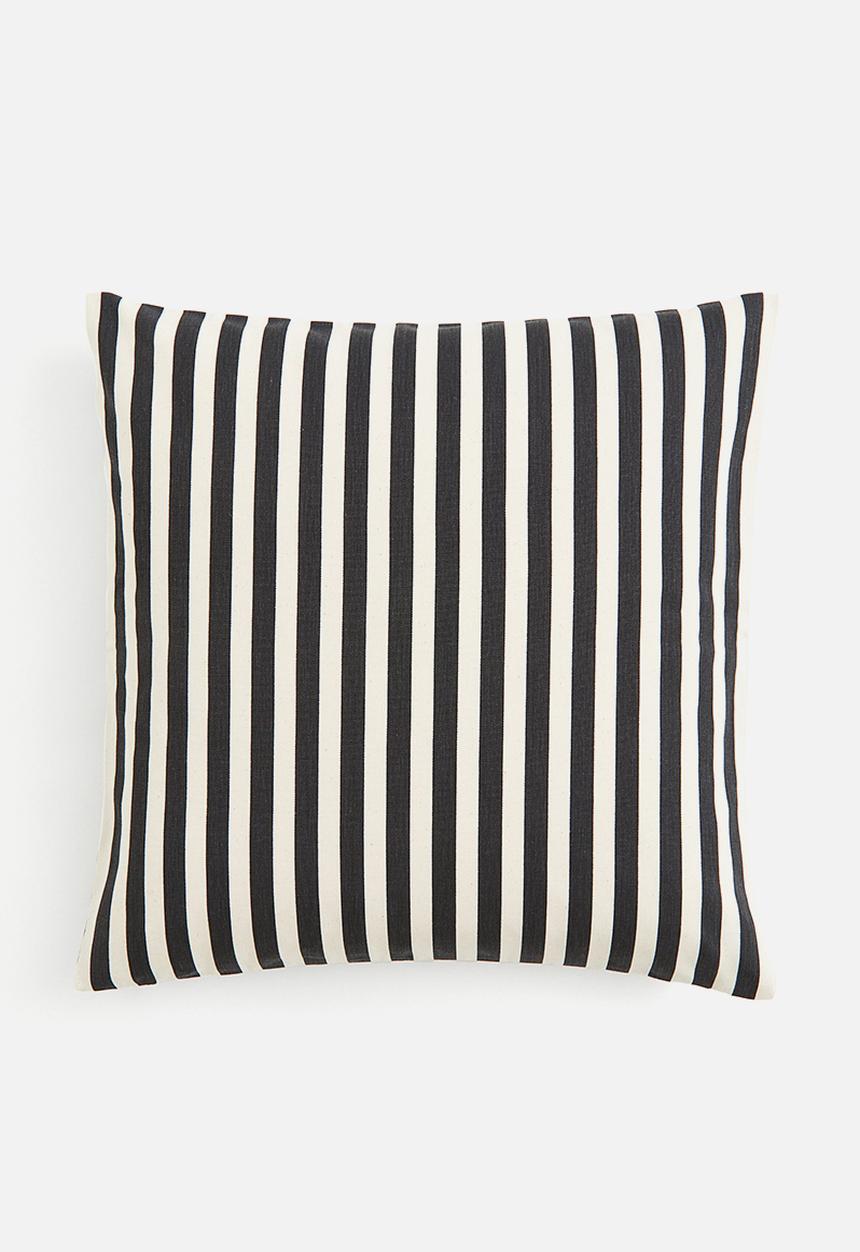 H&M - Outdoor cushion cover - dark grey/striped