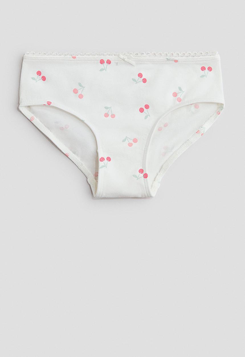 H&M - 5 Pack cotton briefs - cream/cherries