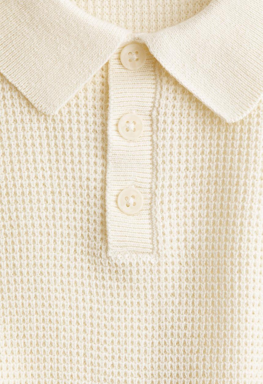 H&M - Cotton-knit polo shirt - cream