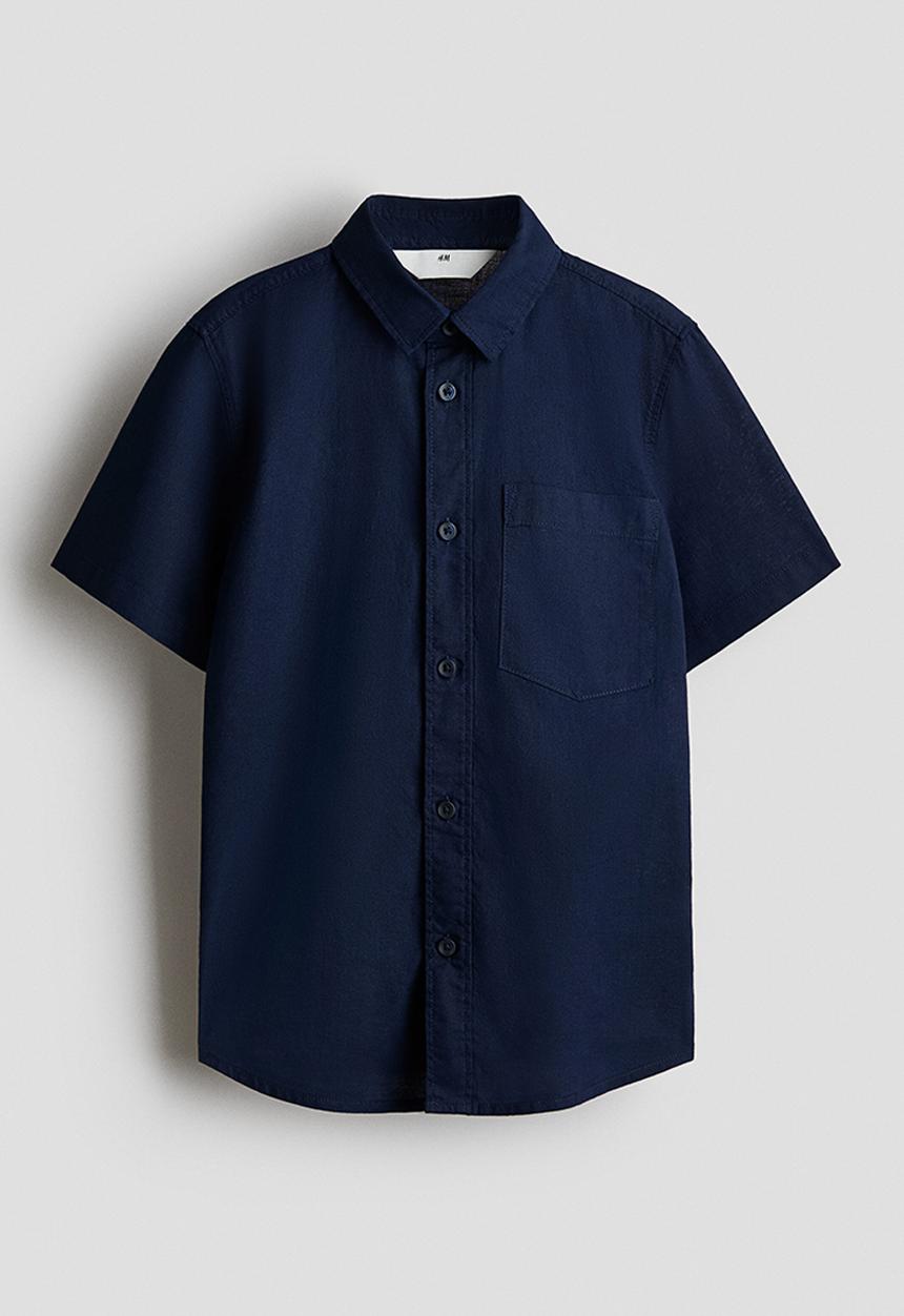H&M - Linen-blend shirt - navy blue