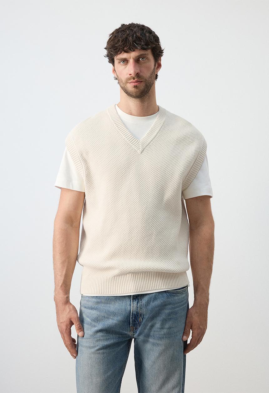 MANGO - Sweater Vest Salsav - Light Beige
