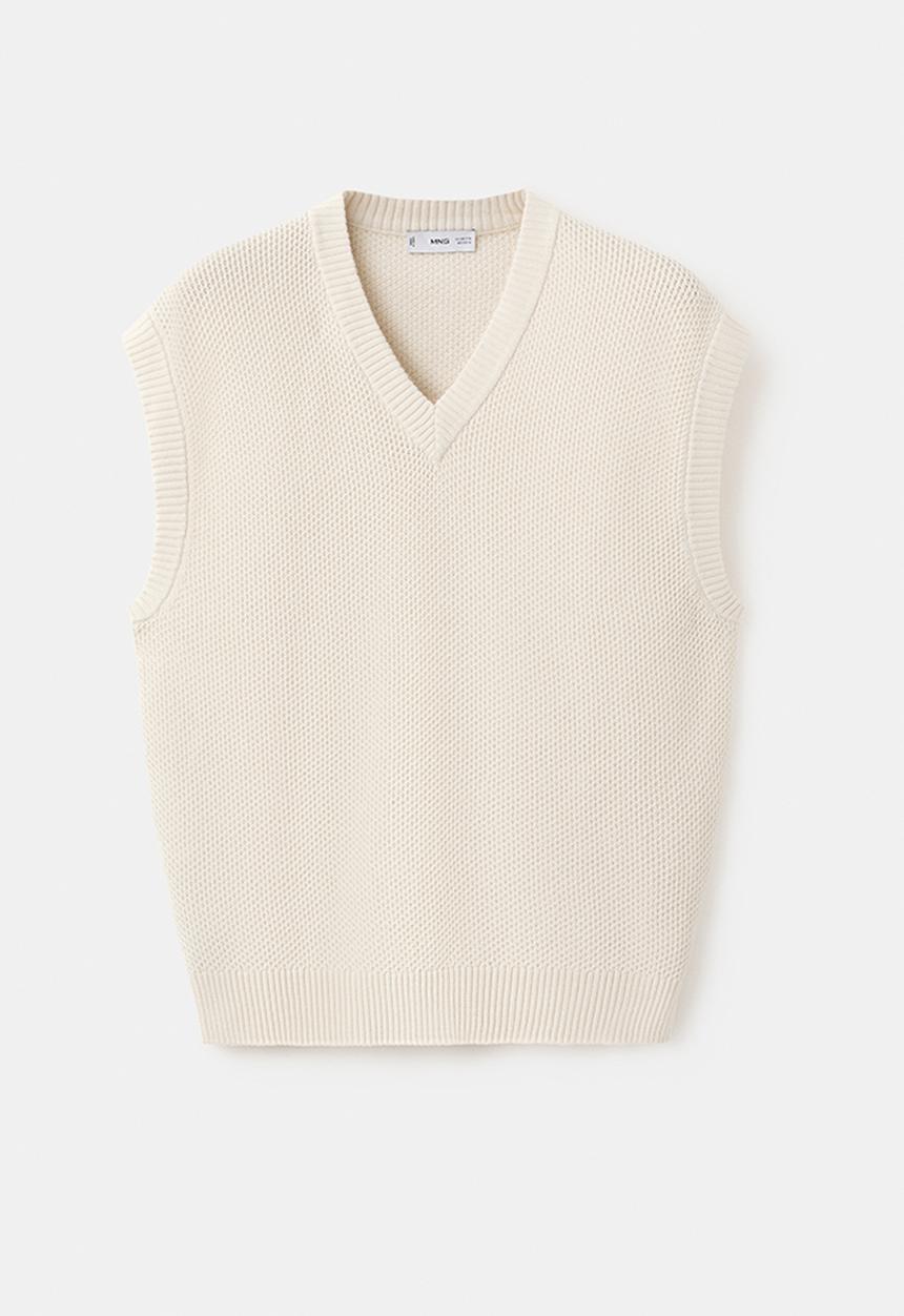 MANGO - Sweater Vest Salsav - Light Beige