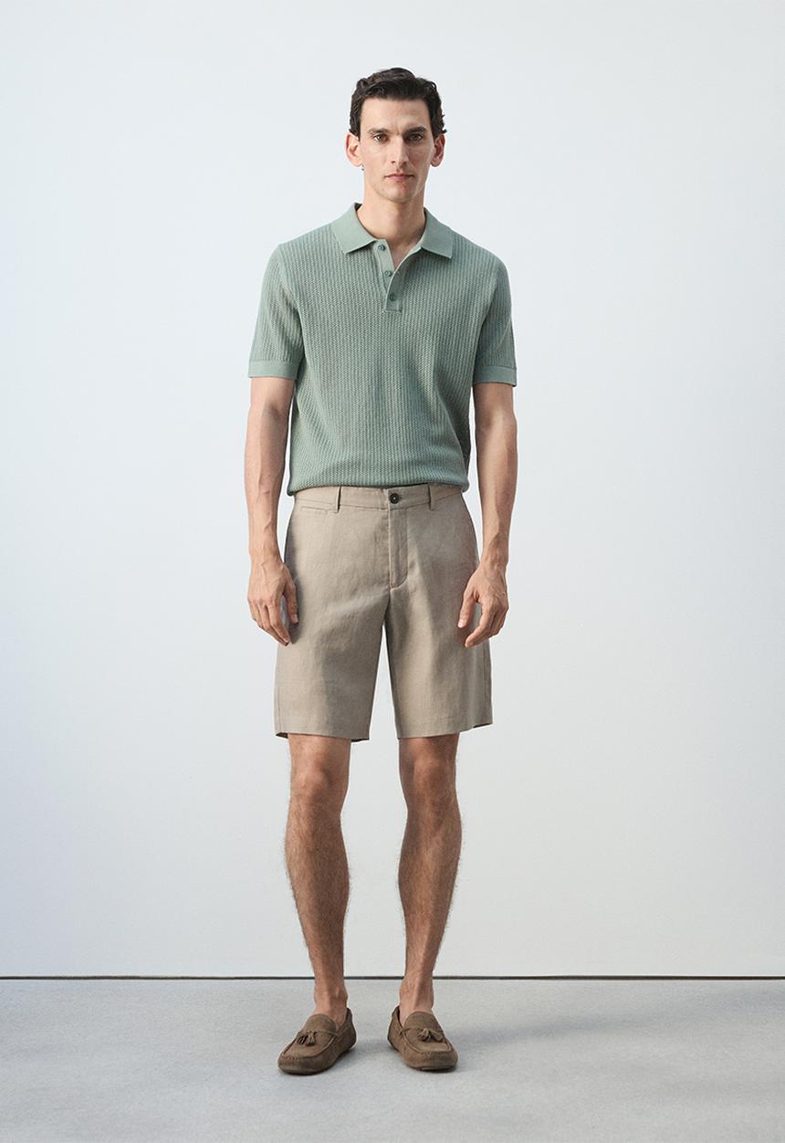 MANGO - Poloshirt Pointele - Bright Green