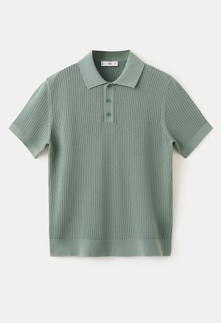 MANGO - Poloshirt Pointele - Bright Green
