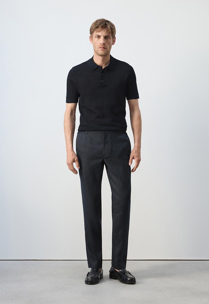 MANGO - Poloshirt Pointele - Navy