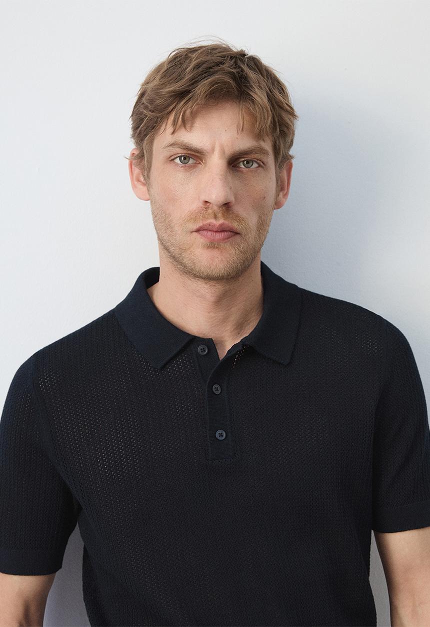 MANGO - Poloshirt Pointele - Navy