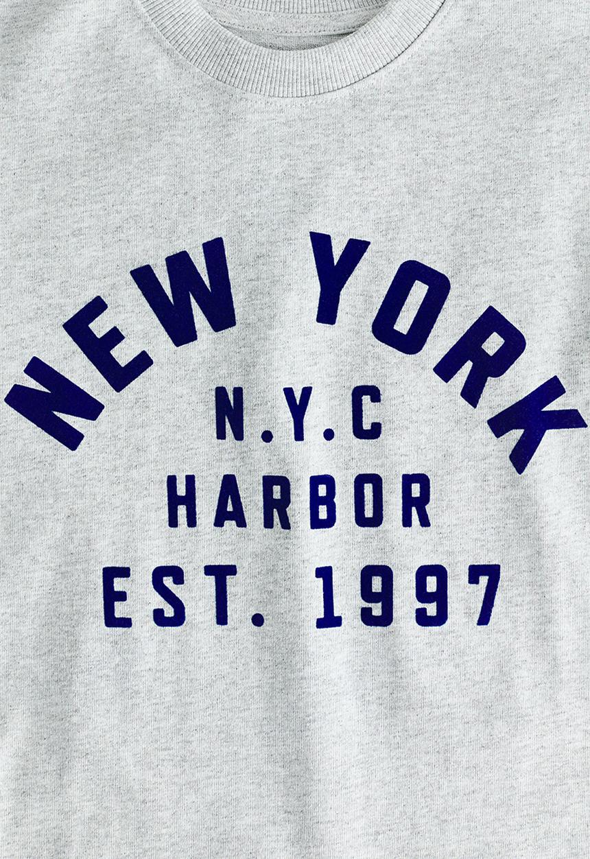 H&M - Appliqued T-shirt - light grey marl/new york