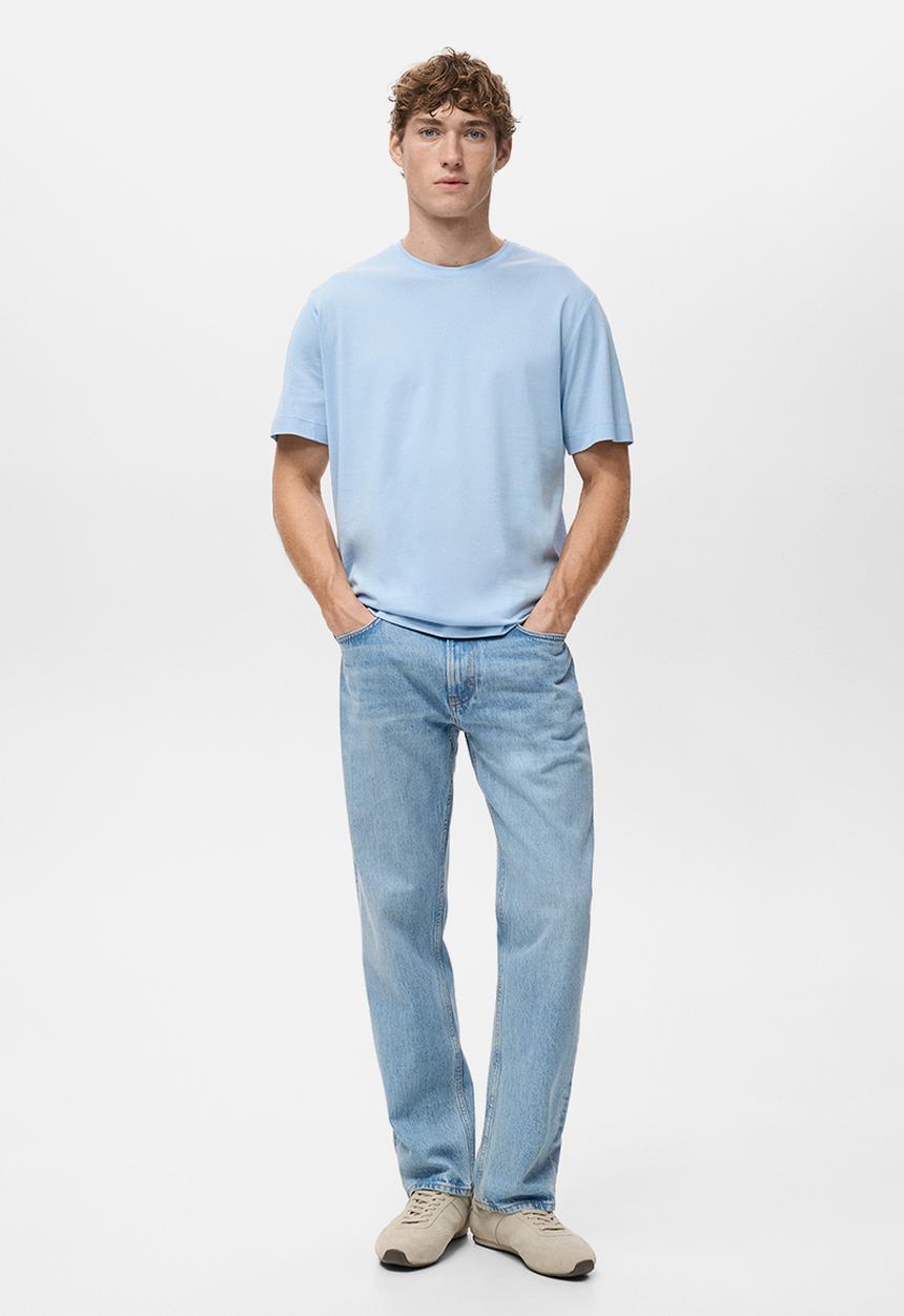 MANGO - T-Shirt Bellow - Light/Pastel Blue