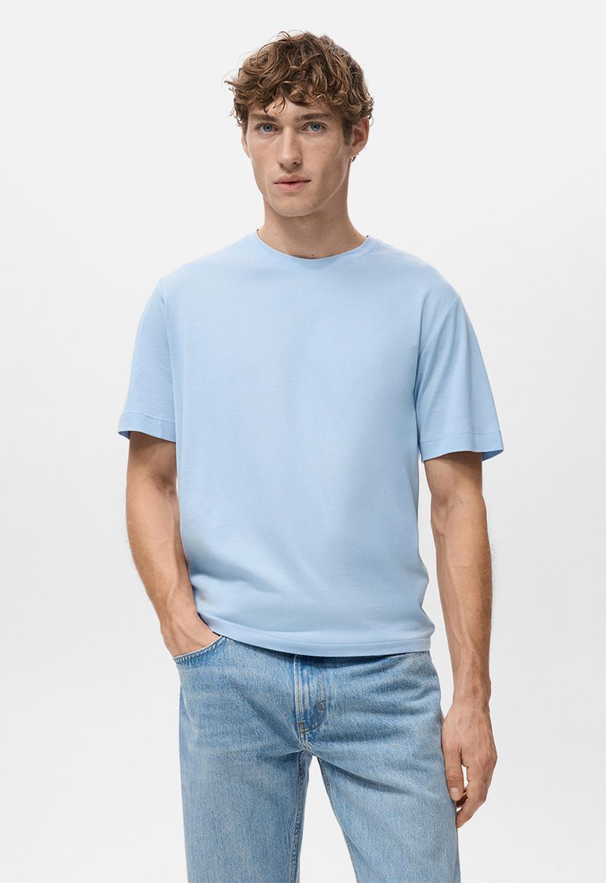 MANGO - T-Shirt Bellow - Light/Pastel Blue