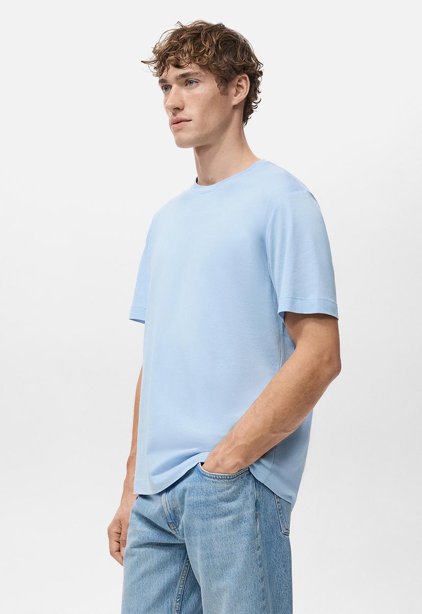 MANGO - T-Shirt Bellow - Light/Pastel Blue