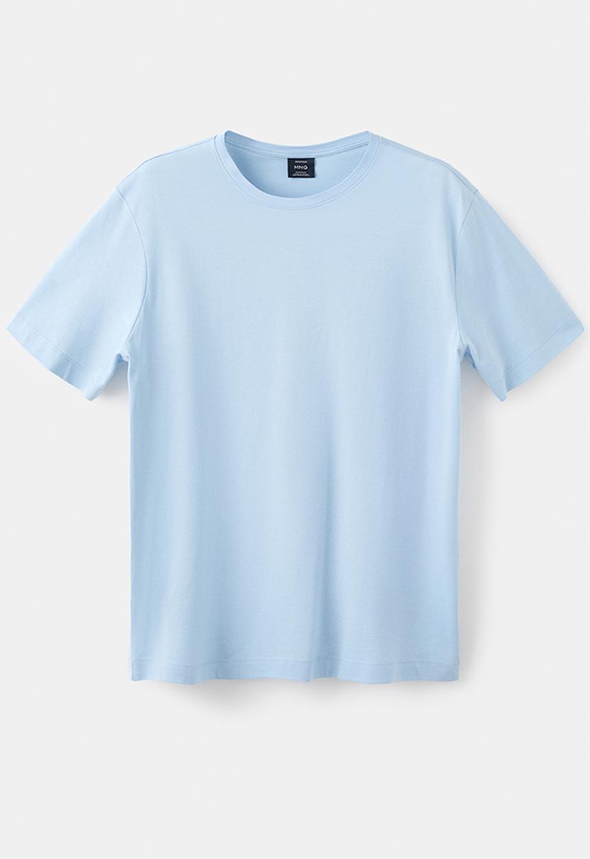 MANGO - T-Shirt Bellow - Light/Pastel Blue