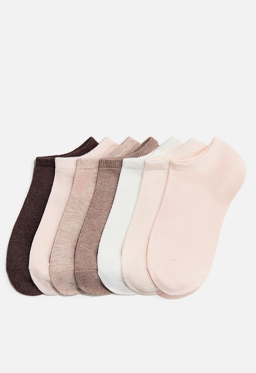 H&M - 7 Pack trainer socks - powder pink/dark brown