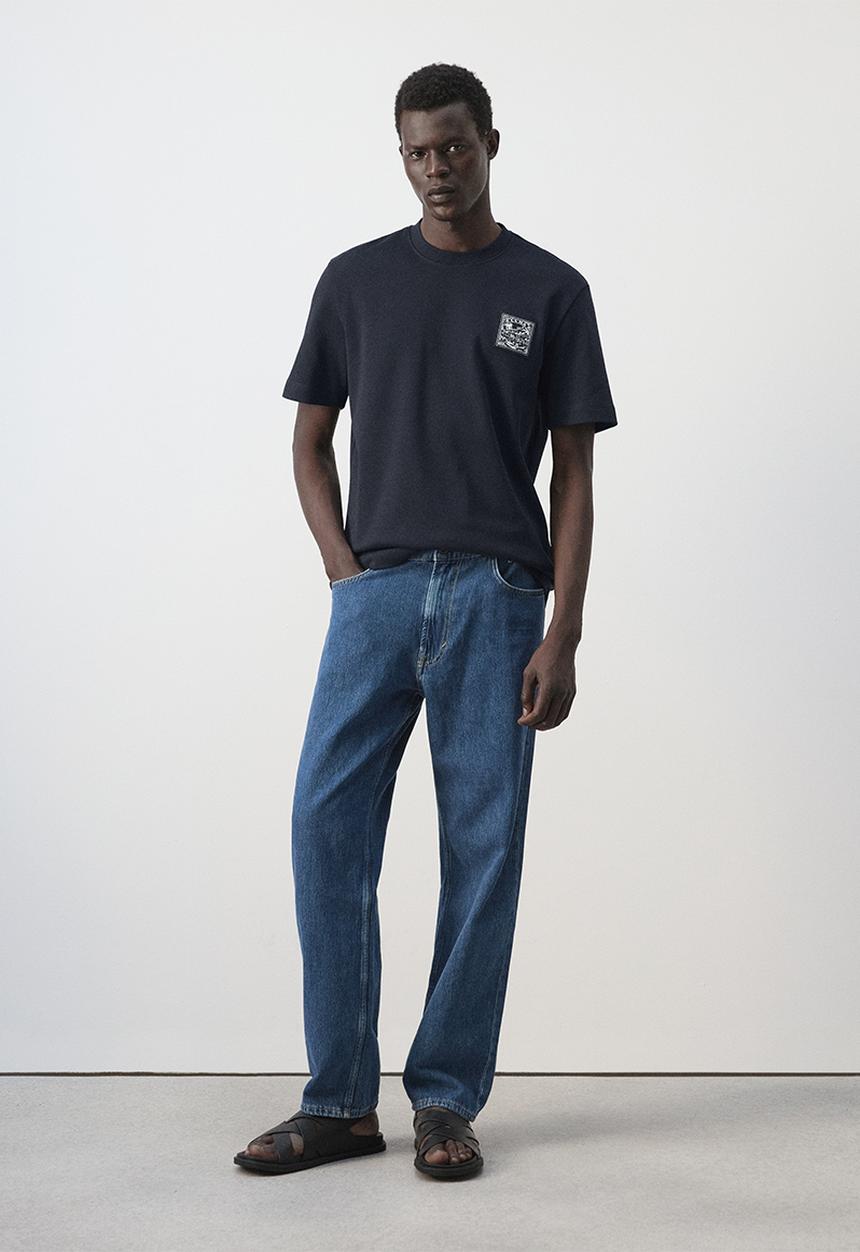MANGO - T-Shirt Parche - Navy