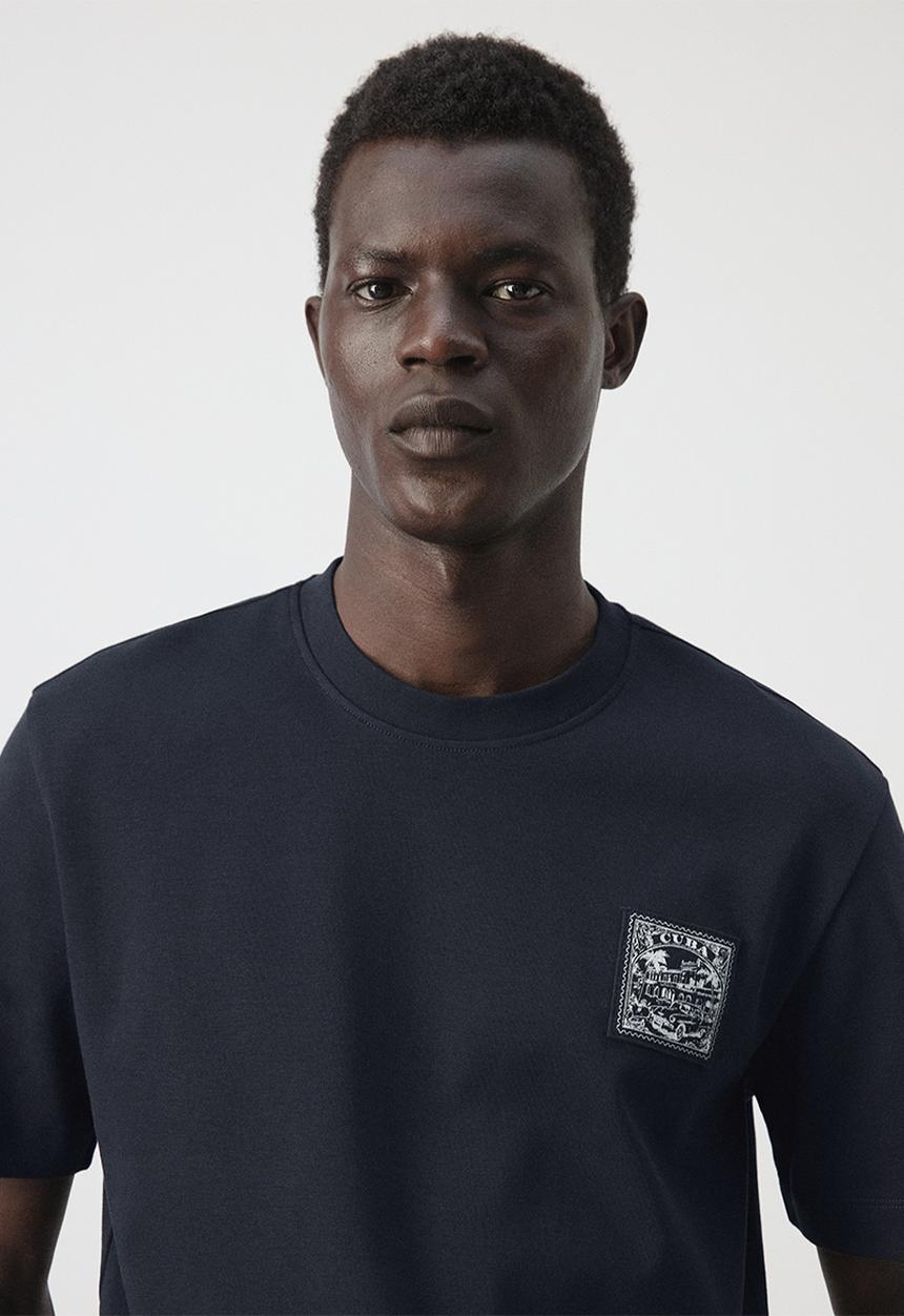 MANGO - T-Shirt Parche - Navy